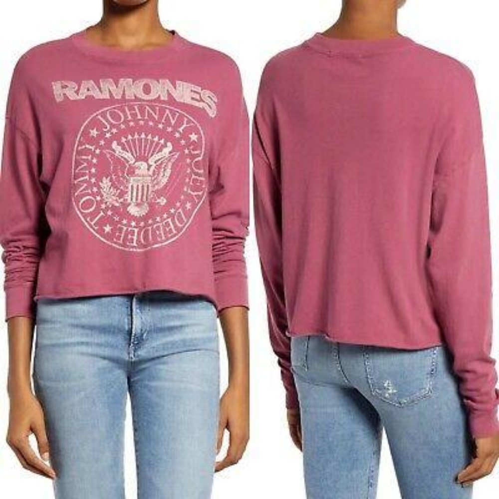 Daydreamer Ramones Crop Long Sleeve Graphic Tee